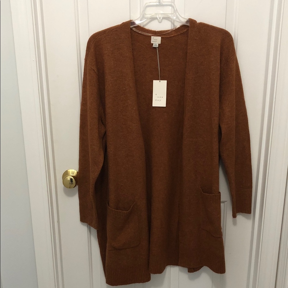 a new day Rust Open-Front Pocketed Cardigan